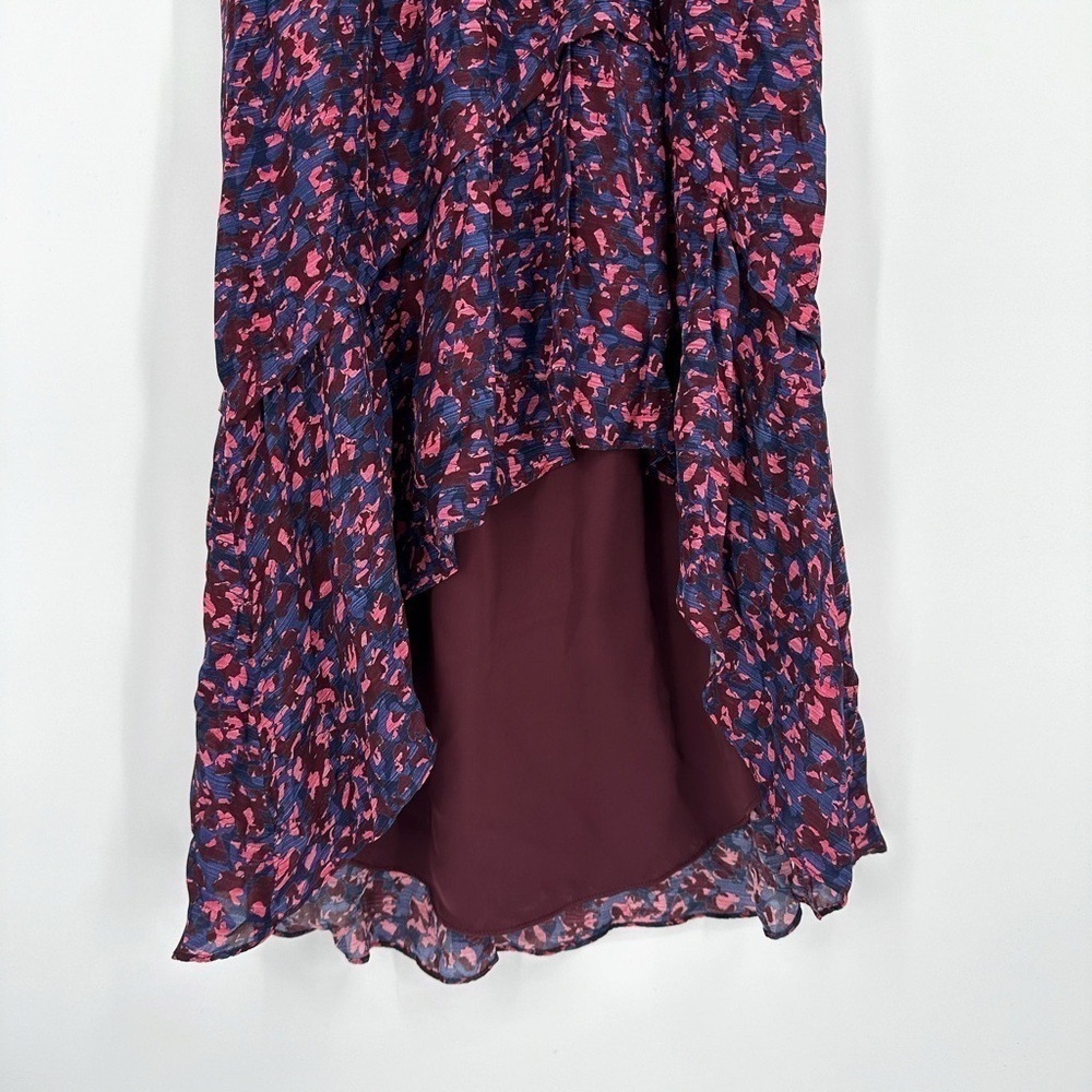 New Parker Elizabeth Ruffle Hi Lo Midi Dress Long Sleeve In Tanzanite Women's Xs — image 5 of 7